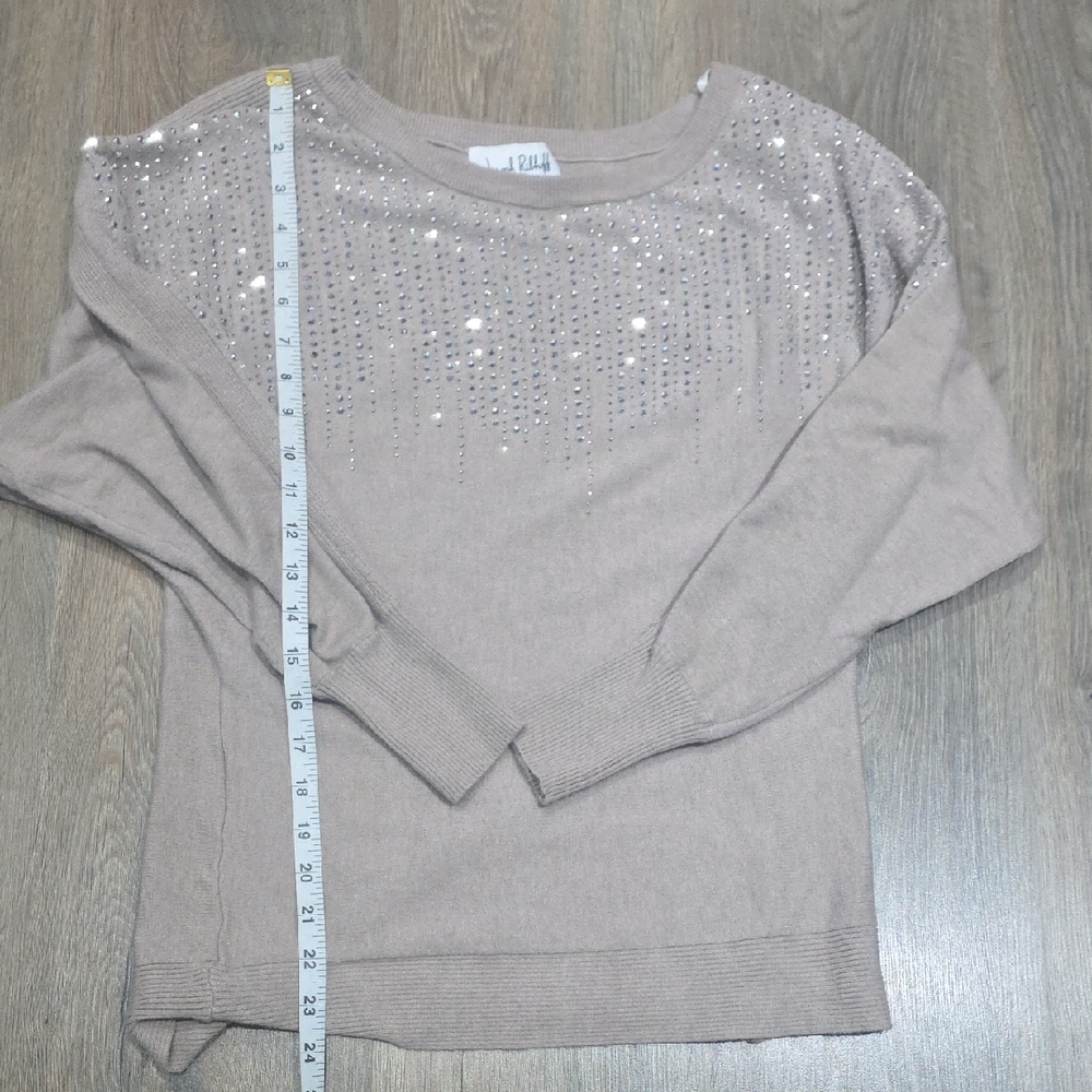 Joseph Ribkoff Taupe Sweater with Rhinestone Accents